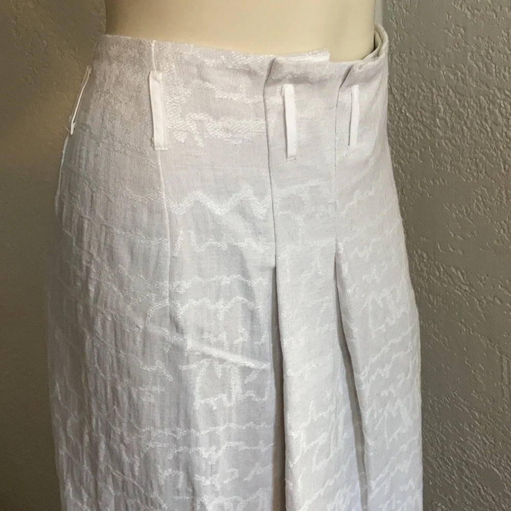 𝅺ANNETTE GORTZ cotton/linen pleated hi low  skirt SZ 34. Germany